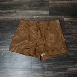 Tan Leather Shorts